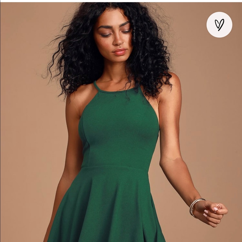 Emerald green flowy midi dress